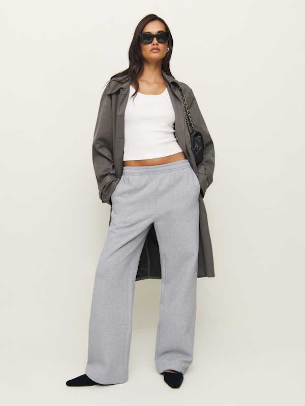 Kira Wide Leg Sweatpant - Heather Grey